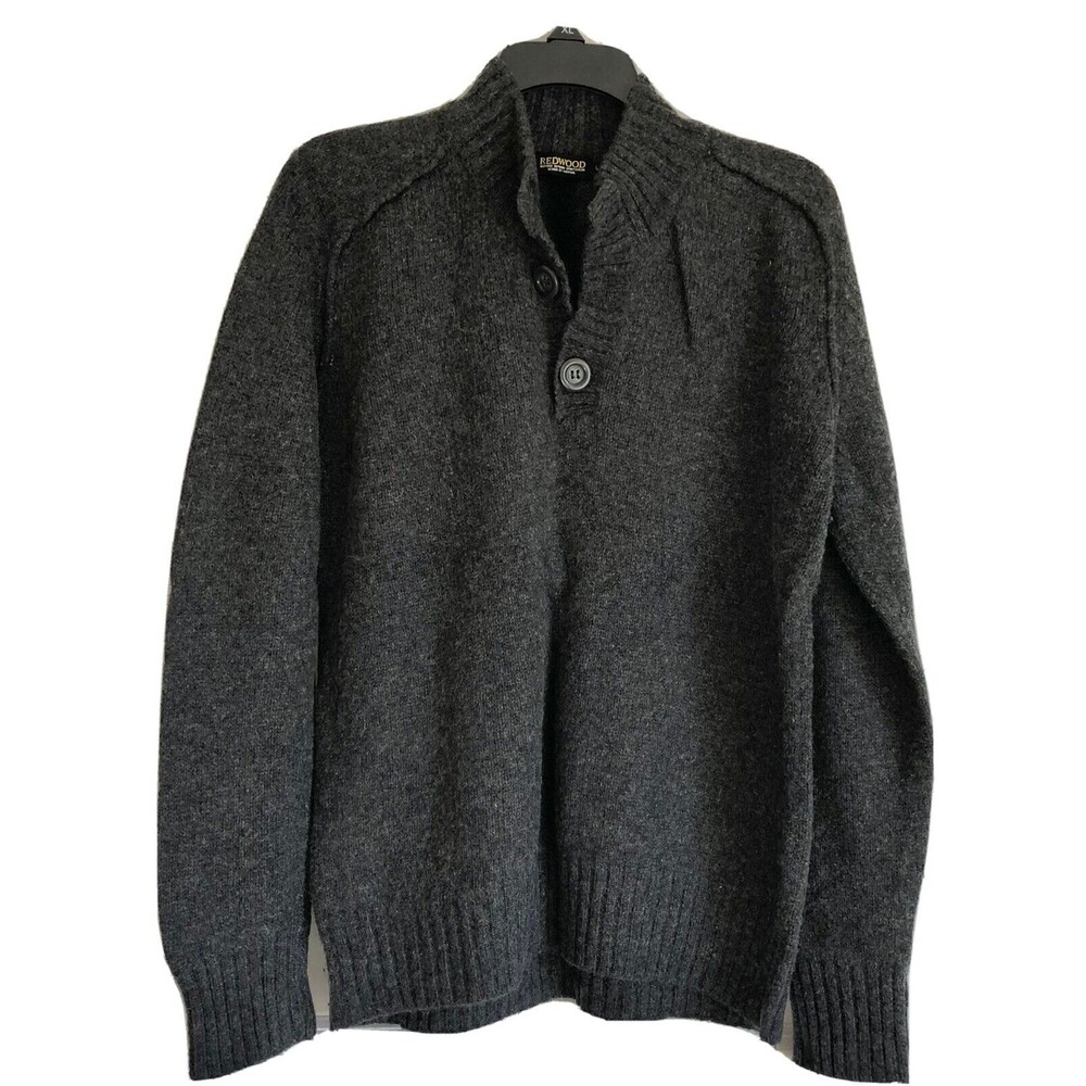 KAPPAHL Redwood Sweater Men's Monck neck 1/4 Button Size L Gray Knit !!